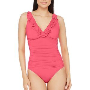 Lauren Ralph Lauren Tummy-Control Underwire Ruffled One-Piece Swimsuit